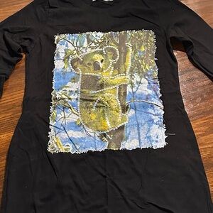 New POL black Koala long sleeve tshirt with sequins outlining the koala.